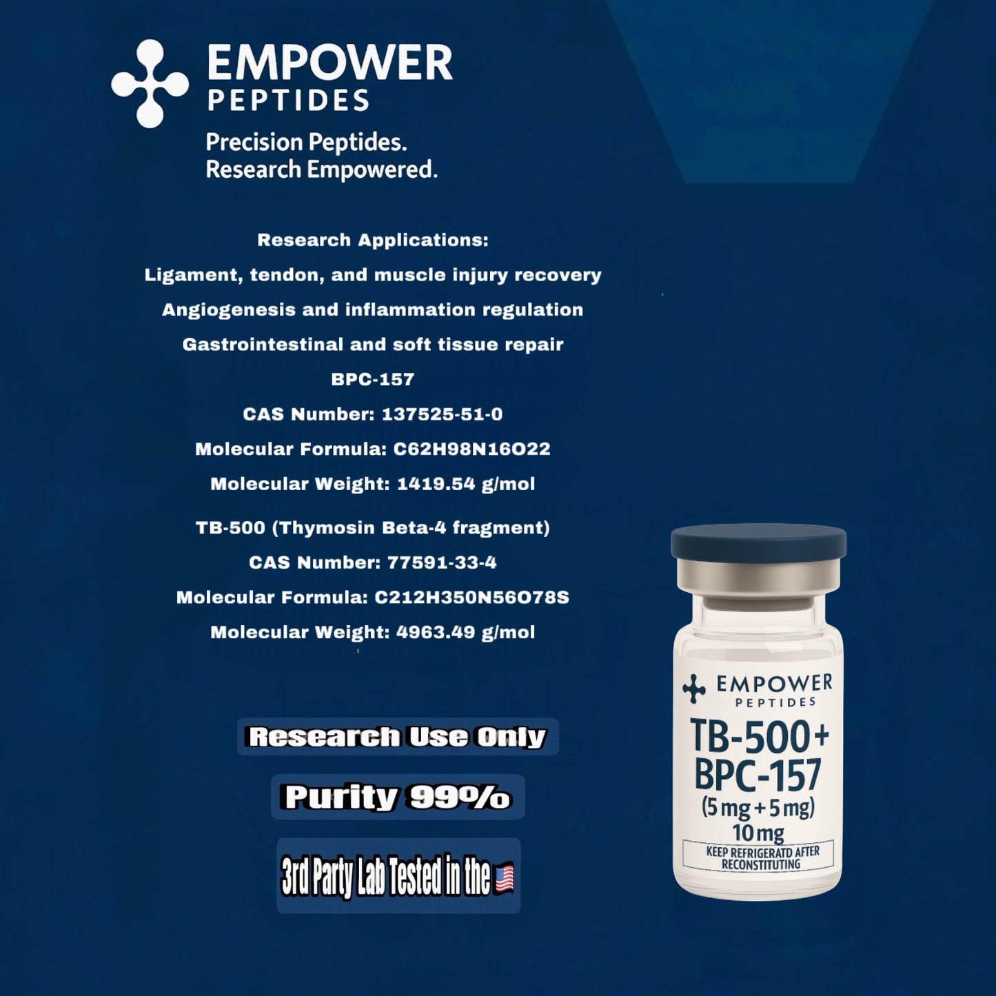 TB-500 + BPC-157 – 10mg (5mg + 5mg) - Empower Peptides