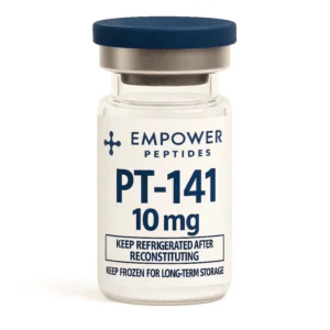 PT-141 research peptide vial studied for its role in melanocortin receptor signaling pathways, for in vitro laboratory use