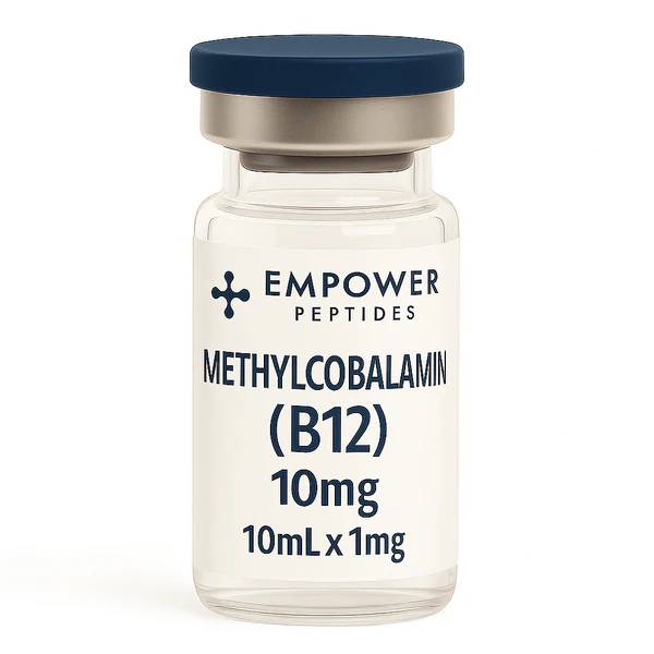 Methylcobalamin B12 1 Methylcobalamin B12 research compound vial studied for its role in vitamin B12–dependent biochemical and enzymatic pathway research, for in vitro laboratory use