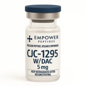 CJC-1295 research peptide vial studied for its role in growth hormone–releasing hormone receptor signaling pathway research