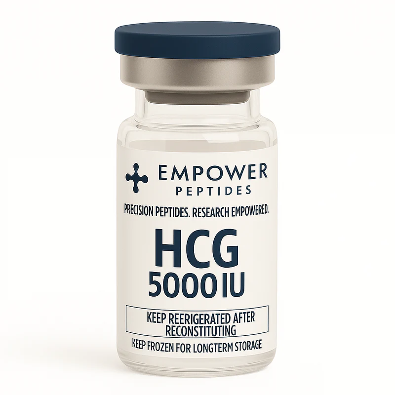 HCG – 5000IU 1 hCG 5000 IU research compound vial studied for its role in gonadotropin and endocrine signaling pathway research