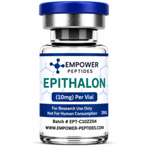 Epithalon research peptide vial studied for its role in epigenetic and cellular signaling pathway research
