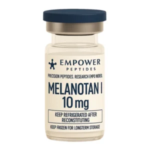 Melanotan I research peptide vial studied for its role in melanocortin receptor signaling pathways, for in vitro laboratory use