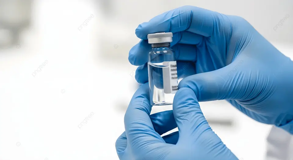 pngtree close up of gloved hands holding a small vial clear liquid image 19905460