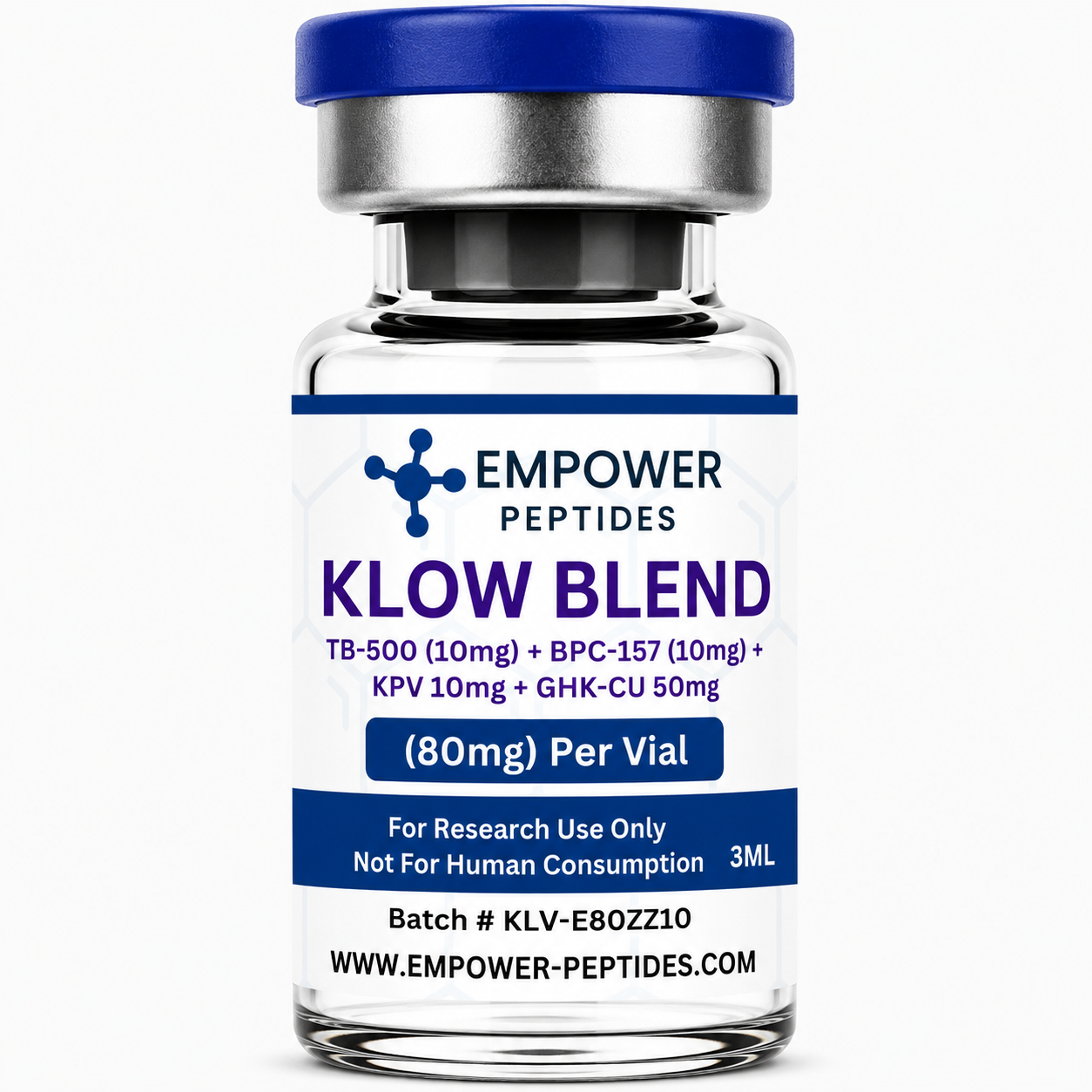 KLOW – 80mg (blend of TB-500, BPC-157, GHK-Cu, and KPV) – Recovery and Repair Peptide